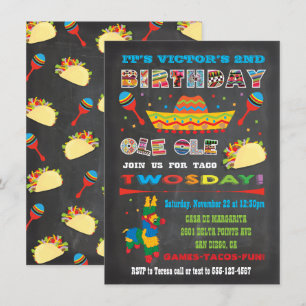 Convites Segundo aniversário mexicano da festa de Twosday