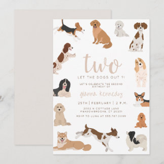 Convites Segundo aniversário Neutro Dois Deixem os Cães Saí