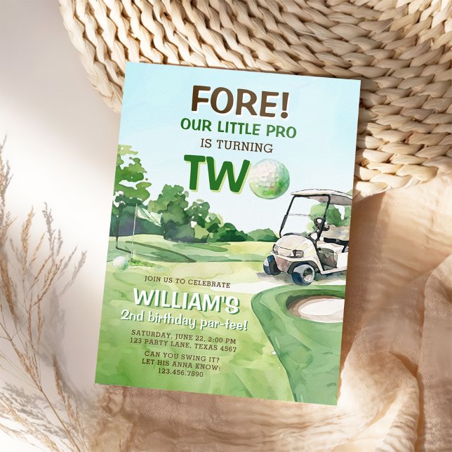 Convites Segundo aniversário Par-tee de Golfe (Criador carregado)