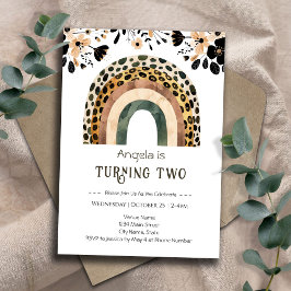 Convites Segundo aniversário para Impressão do Rainbow Boho