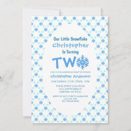 Convites Segundo aniversário Pequeno Floco de Neve