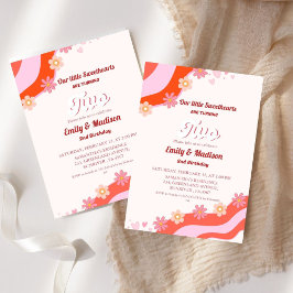 Convites Segundo aniversário Retro Swetheart Twin