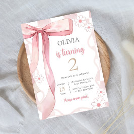 Convites Segundo aniversário rosa