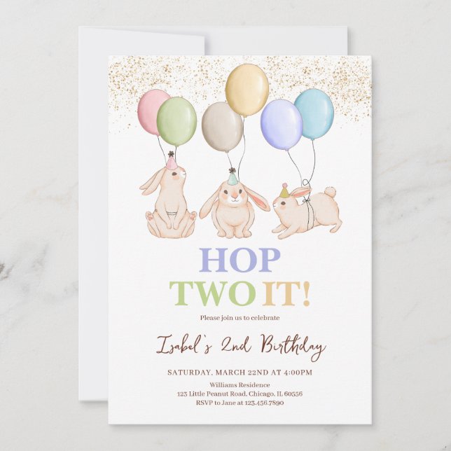 Convites segundo aniversário salto dois de Páscoa (Frente)