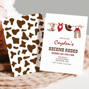 Convites Segundo aniversário SecondRodeo Western Cowboy