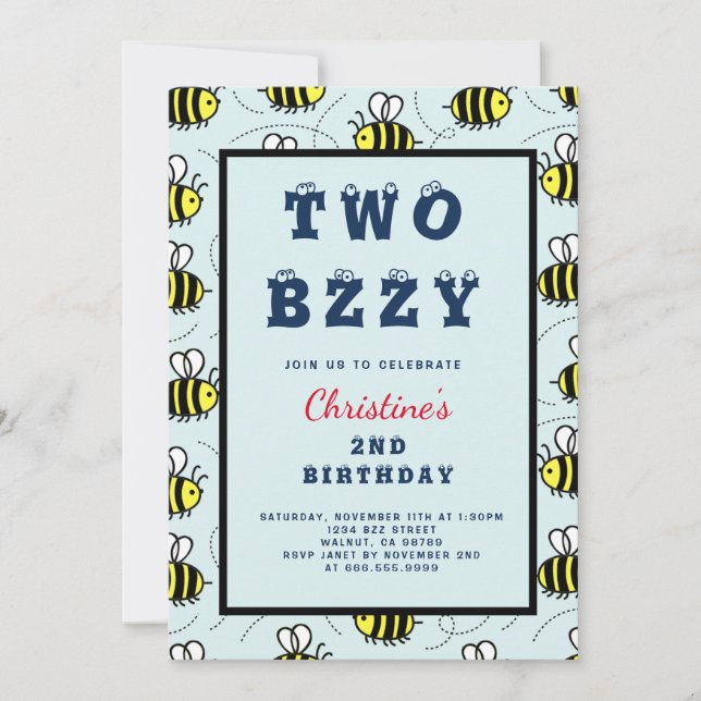 Convites segundo aniversário, segunda Festa de aniversário  (Frente)