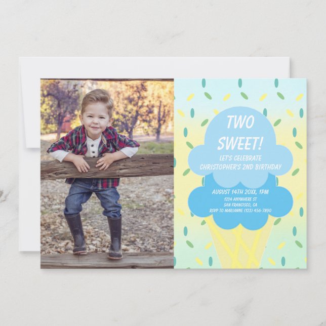 Convites segundo aniversário sorvete (Frente)