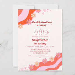 Convites Segundo aniversário Sweetheart do Namorados Groovy