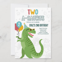 Segundo aniversário T-Rex do Dinossauro Dois A-Sau