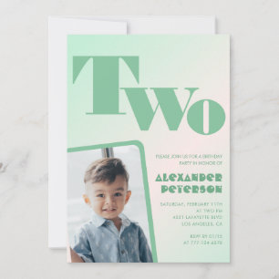 Convites Segundo aniversário verde convida-o a fotografar r