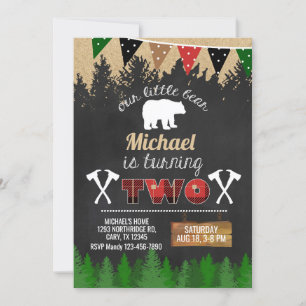 Convites Segundo de segundo aniversário do Lumberjack.