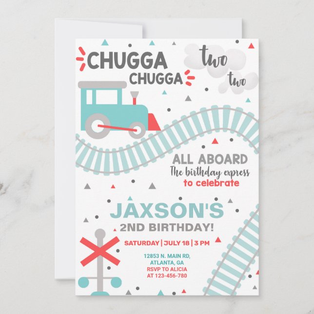 Convites Segundo do segundo aniversário do trem, convite. (Frente)