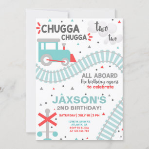 Convites Segundo do segundo aniversário do trem, convite.
