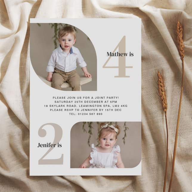 Convites Segundo fotográfico e 4º aniversário conjunto (Criador carregado)