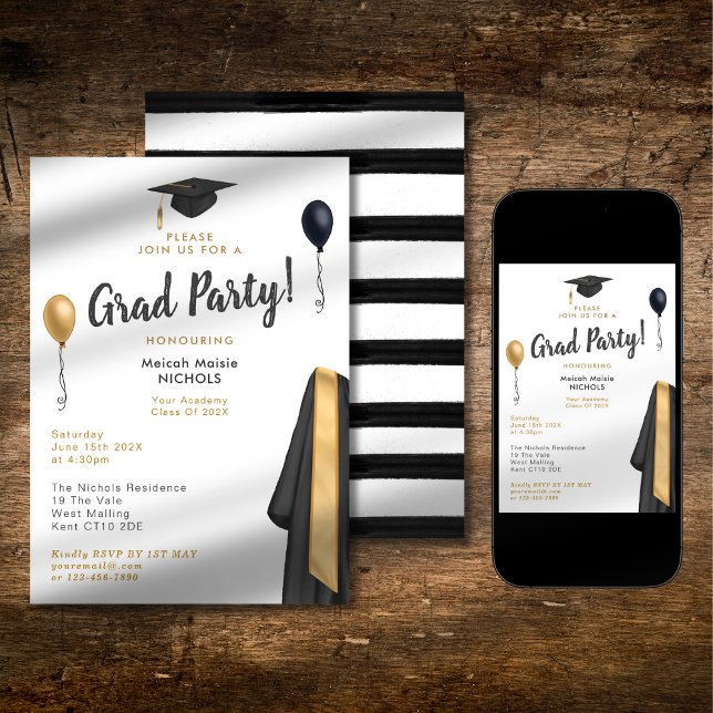 Convites Segundo grau de Graduação Moderna Simples ColIege  (Criador carregado)