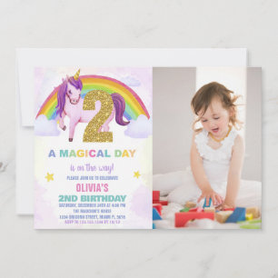 Convites segundo Rainbow Unicorn Birthday Invtions foto