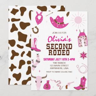 Convites Segundo Rodeio Rosa Quente Ocidental Aniversário d