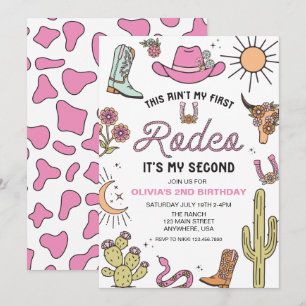 Convites Segundo Rodeio Rosa Western Aniversário de 2 anos