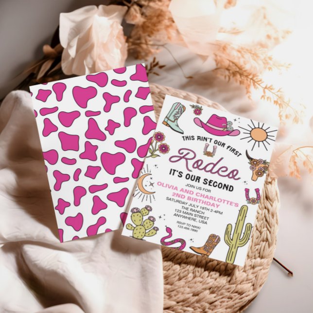 Convites Segundo Rodeo Rosa Ocidental 2º Aniversário (Criador carregado)