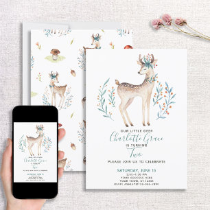 Convites Segundo segundo aniversário do Woodland Forest De