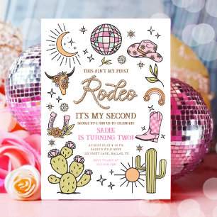 Convites Segundo segundo aniversário Rodeo Disco Cowgirl Re