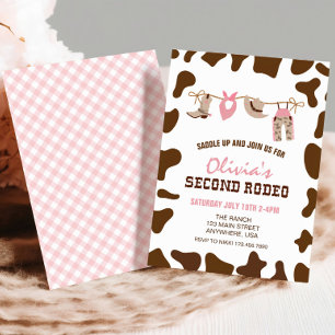 Convites Segundo segundo aniversário Rodeo Western Cowboy