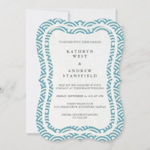 Convites Seigaiha Japonês Ondas De Praia Elegante