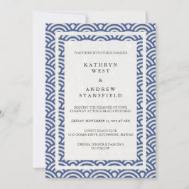 Convites Seigaiha Japonês Ondas De Praia Elegante