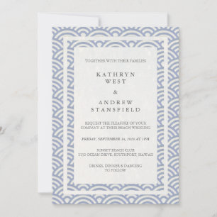 Convites Seigaiha Japonês Ondas De Praia Elegante