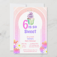 Seis é Cupcake Colorido Doce Sexto Aniversário