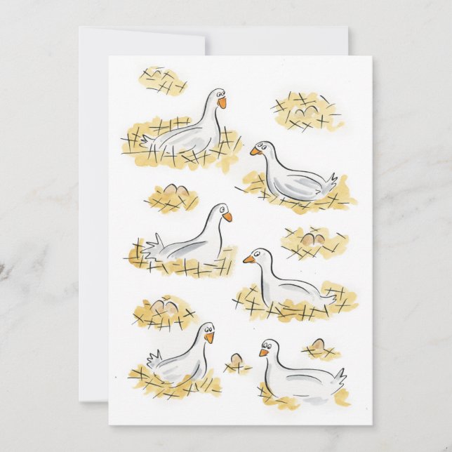 Convites Seis Gansos Pondo Ovos (Frente)