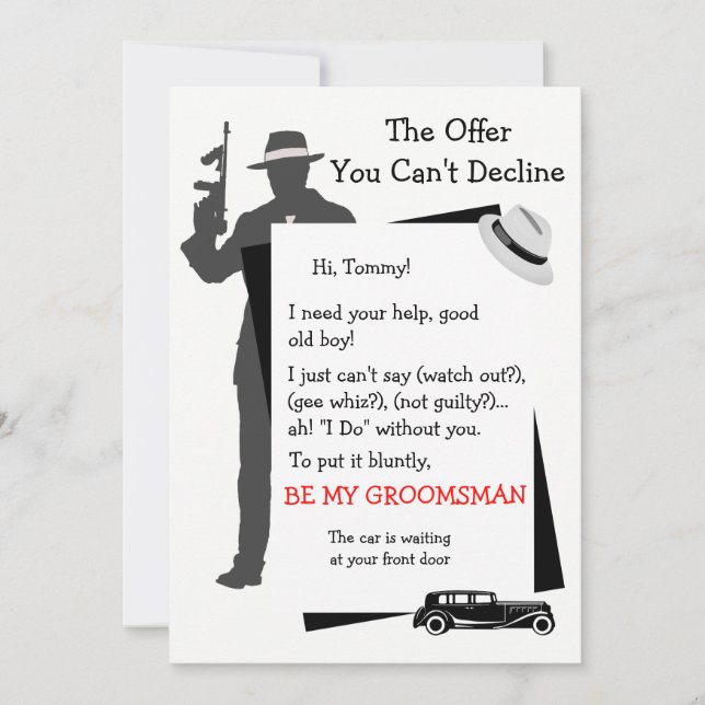 Convites Seja a minha Padrinho de casamento, não pode recus (Frente)