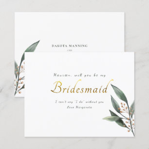 Convites Seja meu guião de ouro de folha de eucalipto.