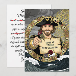 Convites Seja Meu Padrinho Pirata Corajoso