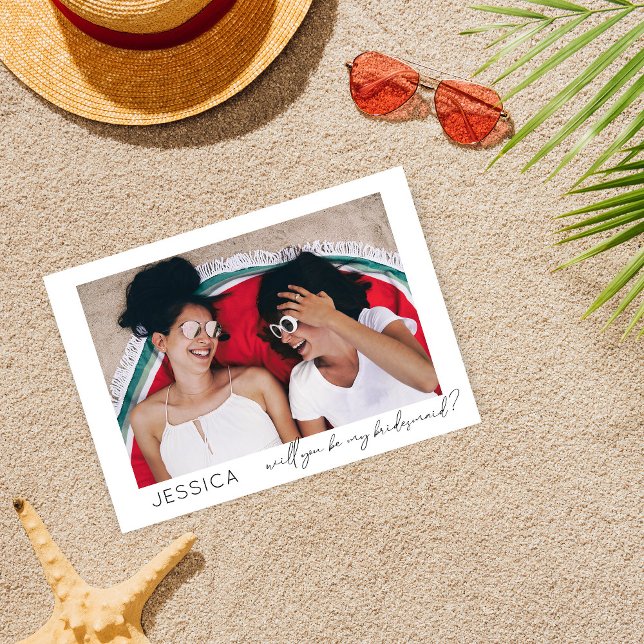 Convites Seja Minha Caligrafia De Proposta De Foto Da Bride (Criador carregado)