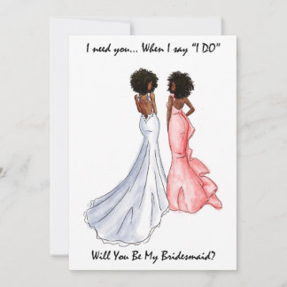 Convites Seja Minha Carteira De Bridesmaid - Afro-Americano
