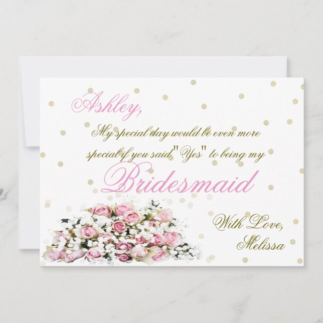 Convites Seja Minha Coluna De Ponta | Rosas rosadas (Frente)