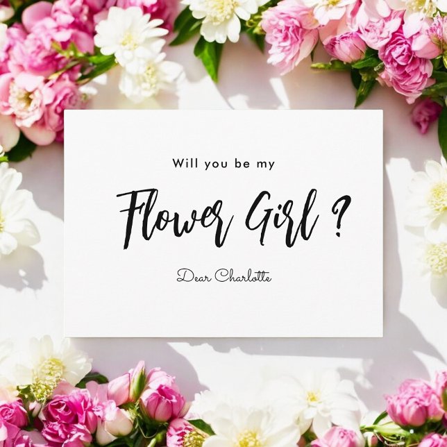 Convites Seja Minha Dama de Flores Preto Branco Script (Criador carregado)