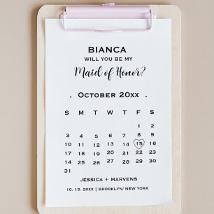 Convites Seja minha dama de honra não calendário de propost