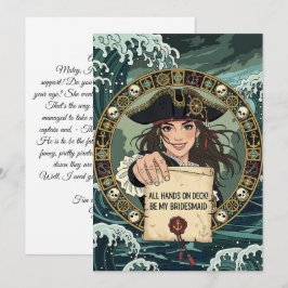 Convites Seja Minha Dama de Honra Pirata Adorável