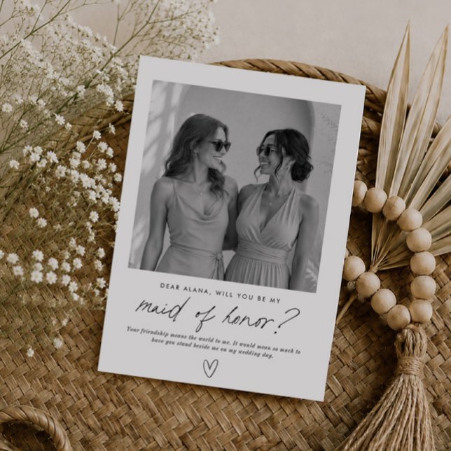 Convites Seja Minha Dama de Honra Proposta de Foto Escrita  (Zazzle Be My Maid of Honor Handwritten Photo Proposal Invitation)