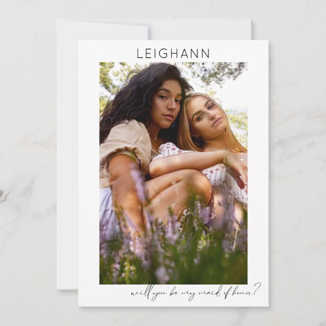 Convites Seja Minha Madrinha de casamento Fotografia Propos (Frente)