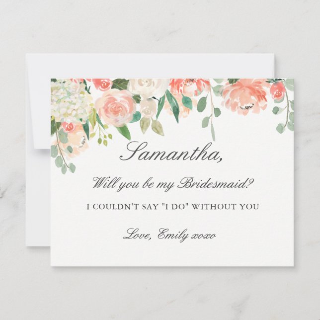 Convites Seja Minha Placa De Bridesmaid Floral (Frente)