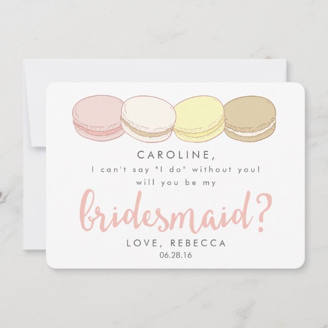 Convites Seja Minha Placa De Bridesmaid | Macarons Francese (Frente)