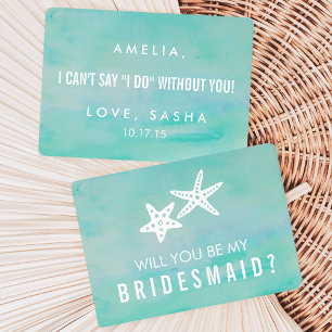 Convites Seja Minha Placa De Bridesmaid   Starfish Aqua