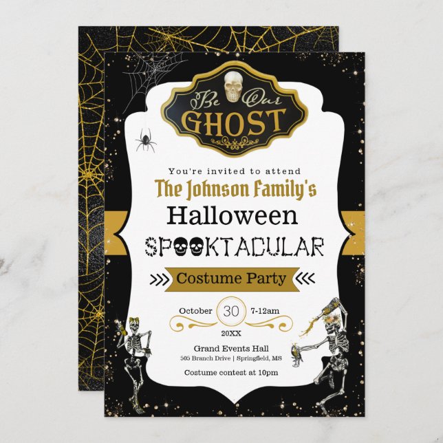 Convites Seja Nosso Fantasma Dançando Esqueletos Festas (Frente/Verso)