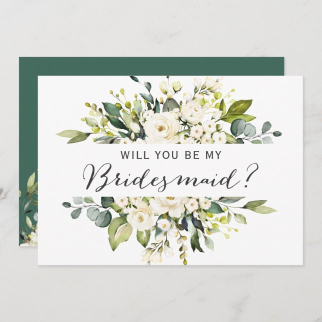 Convites Seja O Meu Buquê Floral De Rosas Brancas (Frente/Verso)