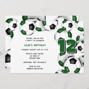 Convites seleção verde preta colorido bola esportes de fute