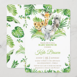 Convites Selgle Safari Animal Greenery Chá de fraldas Nutri