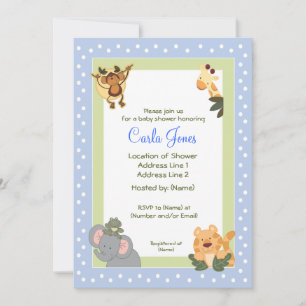 Convites Selgle Safari Baby Shower Invances 5 x 7 tamanhos